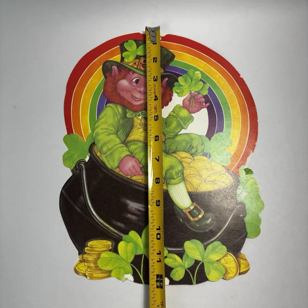 Vintage St Patrick's Day Die Cut Decorations‎ (2) Lephrechaun Teacher Vintage